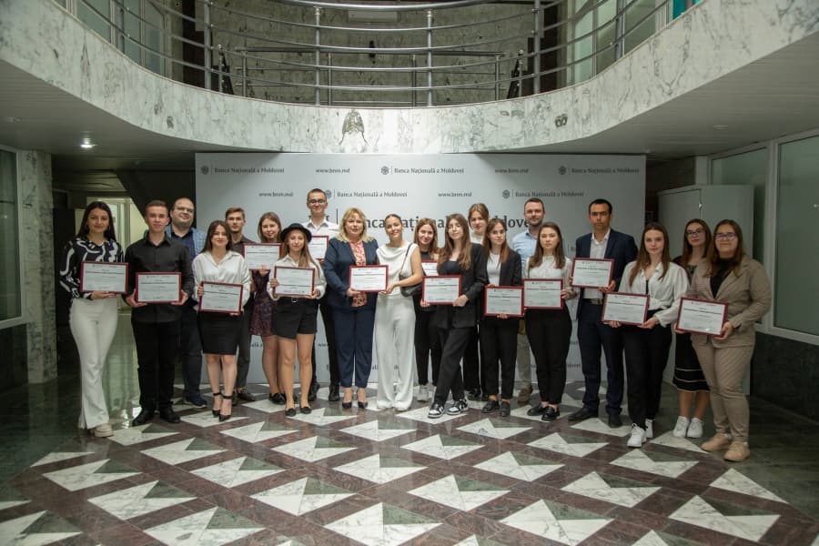 Over 20 young people receive financial education ambassador certificates from National Bank of Moldova Governor Anca Dragu